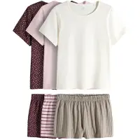 The Set Kort pyjamas taupe / cyklamen / rosa / vit
