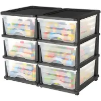 Vevor Plastförvaringslådor, 2-pack förvaringsorganisatör, 6 lådor garderobsorganisation och förvaringsavdelare, byråorganisatör genomskinliga lådor för kontorsmaterial, hantverksrum, klassrum och hem