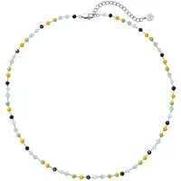 Hey Happiness Halsband 'Vivid Glow' guldgul / pastellgrön / svart / silver