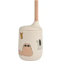 Liewood Mugg m. Sugrör - Silikon - Ellis - Katter Anka Hundar/Sa - - One Size - Mugg