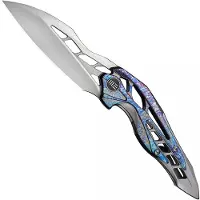We Knife Arrakis 906K Hand Rubbed Satin Vanax, Gray Titanium, Flamed Titanium Inlay, Limited Edition pocket knife, Elijah Isham design