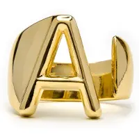 Luxenter Ring - - Alfabet - Justerbar storlek - Bokstav A - Pläterad med 18k guld beige