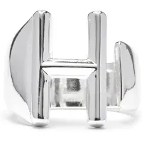 Luxenter Ring - - Alfabet H - Justerbar storlek - Rodiumpläterad - Silverfärgad grå