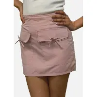 Gini London Rose Pink Micro Mini Kjol med rosett och fickdetaljer