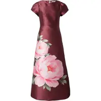 Vila Klänning 'VISHINA' mörkgrön / rosa / vinröd