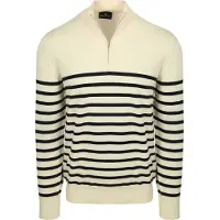 Steppin' Out teppin' Out Halvzip Tröja Breton tripe Ecru Off-White Vit torlek