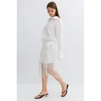 Gina Tricot  - Structured skirt - kjolar - Vit - 36 - Dam