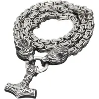 INF Vikingasmycken Thors hammare med läderhalsband Silver 90 cm