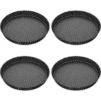 Semoic 4-pack quicheformar, 5-tums rund perforerad Piz