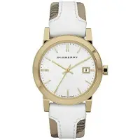 Burberry BU9110 Leather White Large Check Damklocka