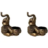 Semoic 2X A-Guld Animal Ljusstakar Elefant Skulptur Teljus Ljusstake Deco Liten Ljusstake Bra Lucky Present