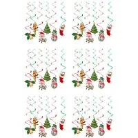 Semoic 6 Set Julspiral Tak Hängande Jultomte Älgklocka Virvel Banner Julfest Hem Vardagsrum Dekoration