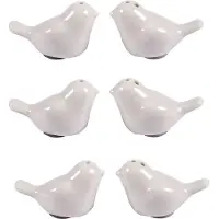 Semoic 3 Set of Love Birds Ceramic Salt and Pepper Shakers Personalised Wedding Favors - White