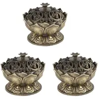 Semoic 3X Buddha RöKelsebräNnare Lotusblomma RöKelsehåLlare Handgjord RöKelsekar för Buddhistisk Hemkontorsdekoration