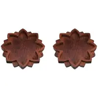 Semoic 2X Lotus Kristallbricka Trä Lotusform Kristalldisplaybricka Retro Smycken Eterisk Olja Kristallförvaringslåda