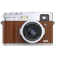 INF 5K digitalkamera med främre och bakre kameror, sökare, autofokus, anti-shake Brown