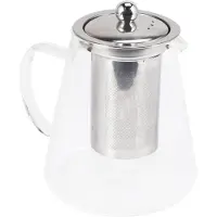 Semoic Glas tekanna med avtagbar infuser i rostfritt stål för lösviktste, bonus tekanna och underlägg, 950 ml