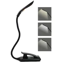 INF Läslampa, LED-boklampa med 3 ljuslägen, uppladdningsbar Black