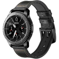 INF Armband Samsung Gear S3 Classic, Frontier, Galaxy Watch 22 mm Läder Svart