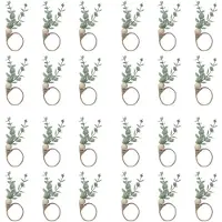 Semoic Servettringar Set med 24 Rustika Eukalyptus Träservettringar Boho Leaf Wood Bead Farmhouse Servettringhållare