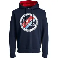 Jack & Jones Sweatshirt 'JJLoof' marinblå / ljusblå / röd / vit