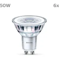 Philips LED Classic - LED-spotlight - klar finish - GU10 - 4.6 W (motsvarande 50 W) - klass F - kallt vitt ljus - 4000 K (paket om 6)