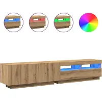 vidaXL TV-bänk med LED-lampor artisan ek 200x35x40 cm konstruerat trä