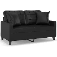 vidaXL 2-sits soffa med prydnadskuddar svart 120 cm konstläder