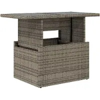 vidaXL Trädgårdsbord med glasskiva grå 100x55x73 cm konstrotting