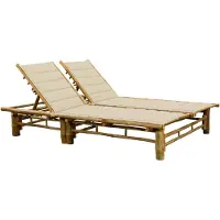 vidaXL Solsäng med dynor 2 personer bambu