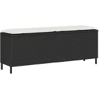 vidaXL Trädgårdsbänk med dyna svart 110x30x40,5 cm konstrotting