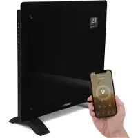 Vonroc Lyxigt konvektorelement med glaspanel – 1000W – Svart | Wifi