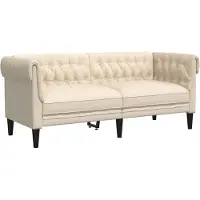 vidaXL Chesterfield tvåsitssoffa, linneklädsel