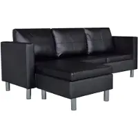 vidaXL Divansoffa 3-sits konstläder svart