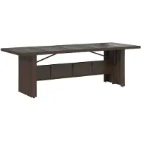 vidaXL Trädgårdsbord med glasskiva brun 240x90x75 cm konstrotting
