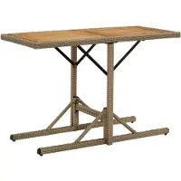 vidaXL Trädgårdsbord beige massivt akaciaträ och konstrotting