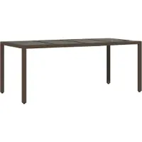 vidaXL Trädgårdsbord med glasskiva brun 190x90x75 cm konstrotting