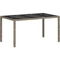 vidaXL Trädgårdsbord med Glasbordsyta, Matbord, Middagsbord, Utemöbel för Terrass, Ljusgrå 368125