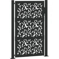 vidaXL Trädgårdsgrind svart 105x155 cm bladdesign i stål
