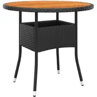 vidaXL Trädgårdsbord Ø80x75 cm akaciaträ och PE-rotting svart