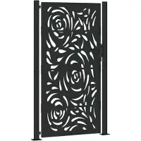 vidaXL Trädgårdsgrind svart 105x180 cm stålflamma design