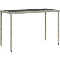 vidaXL Trädgårdsbord med glasskiva ljusgrå 115x54x74 cm konstrotting