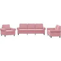 vidaXL Soffgrupp med dynor 3 delar rosa sammet