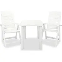 vidaXL Caféset 3 delar plast vit