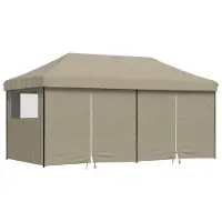 vidaXL Pop-Up hopfällbart partytält med 4 sidoväggar taupe