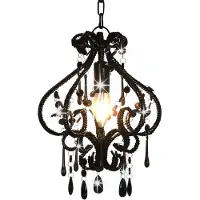 vidaXL Taklampa med pärlor svart rund E14