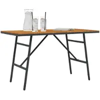 vidaXL Matbord Brun, Svart Massivt akaciaträ, stål 110 x 55 x 62 cm