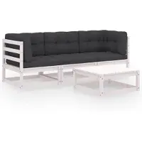 vidaXL Loungegrupp med dynor 4 delar massiv furu