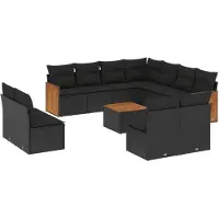 vidaXL Loungegrupp med dynor 12 delar svart konstrotting