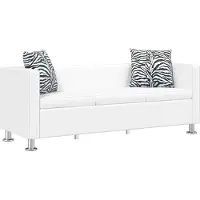 vidaXL Soffa 3-sits konstläder vit